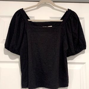 Never worn, new with tags loft black short sleeve blouse